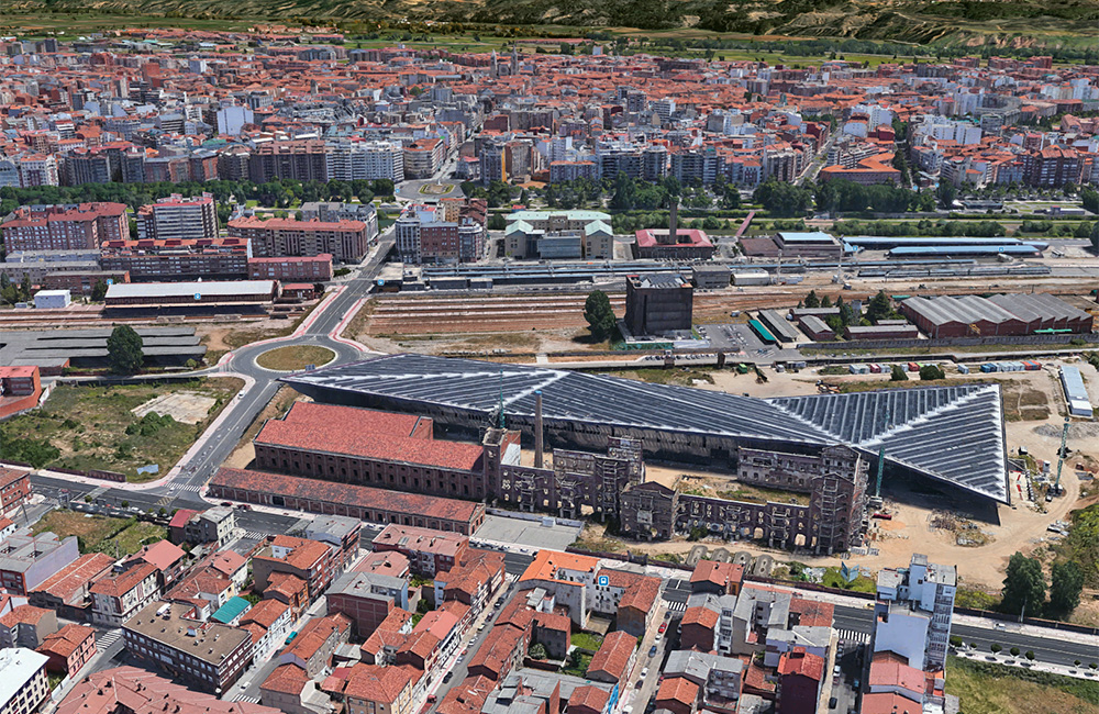 Vista aérea del Palacio ande Congresos durante su construcción. Google Earth.
